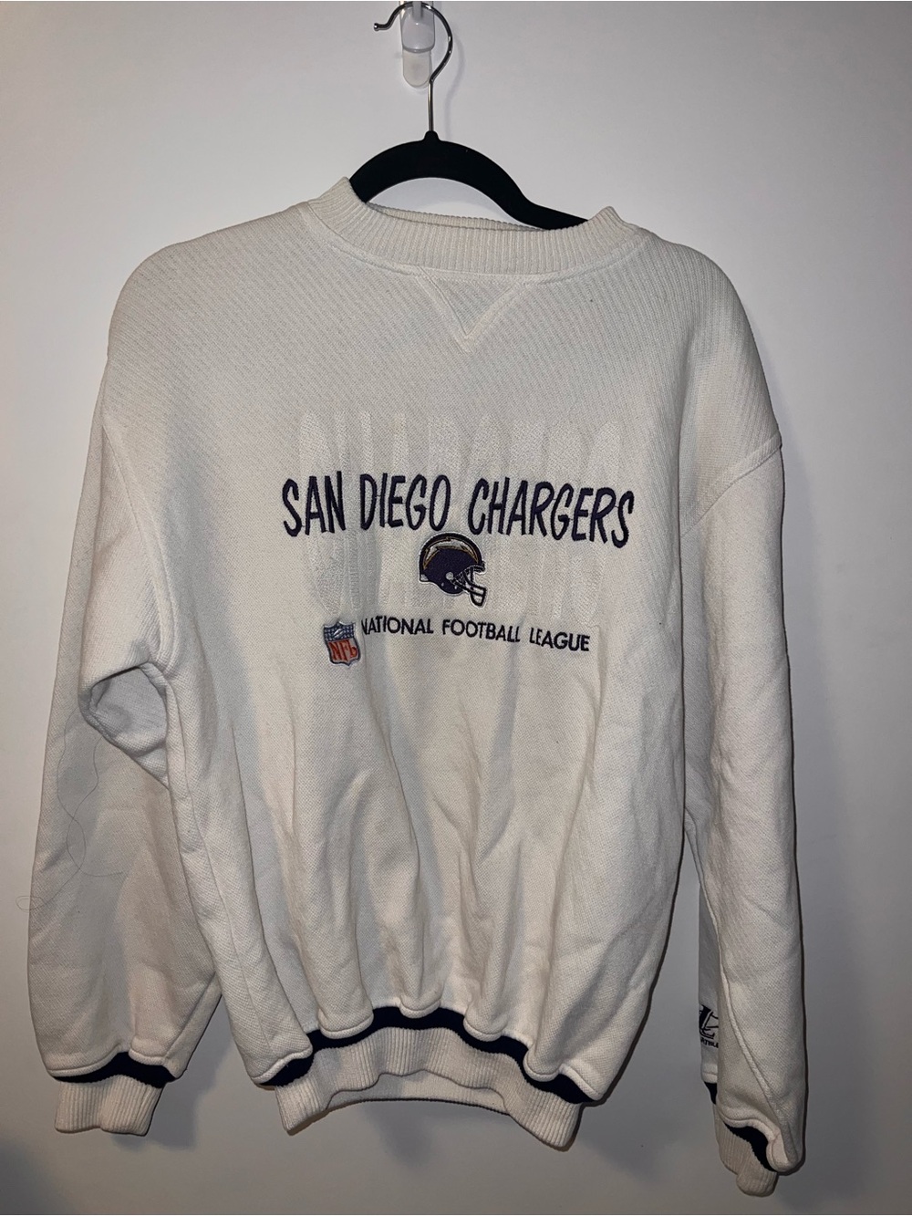 NFL San Diego Chargers White Crewneck Sweatshirt with Navy Accents